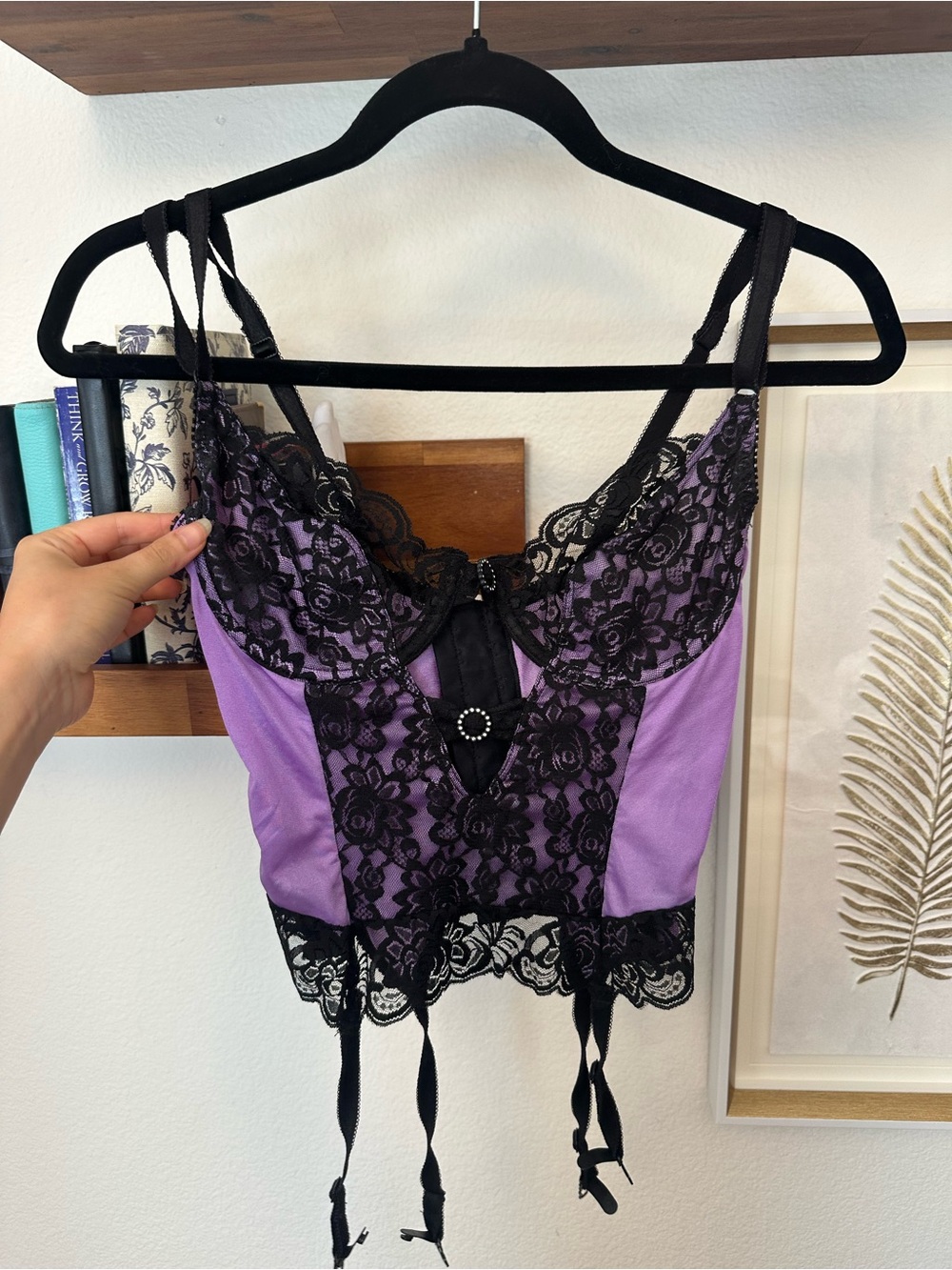Vintage Black and Purple Lace Corset Top